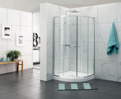 Curved Glass Semi-Frameless Shower Screen with Sliding Doors - Image 1