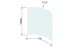 Toughened Clear 12mm Curved Glass Pool Fence Panels, 1200mm high, choose your width