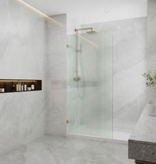 Fluted Shower Screen Fixed Panel with Radius Corner / Curved Corner, Narrow reed glass. - Image 2
