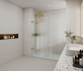 Fluted Glass Shower Screen Fixed Panel, Narrowreed Glass
