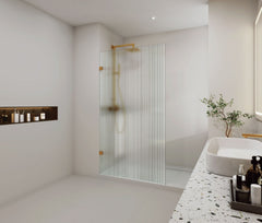 Fluted Glass Shower Screen Fixed Panel, Narrowreed Glass - Image 1