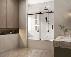Frameless Sliding Bath Shower Screen, 1600mm high, 10mm glass. - Image 1