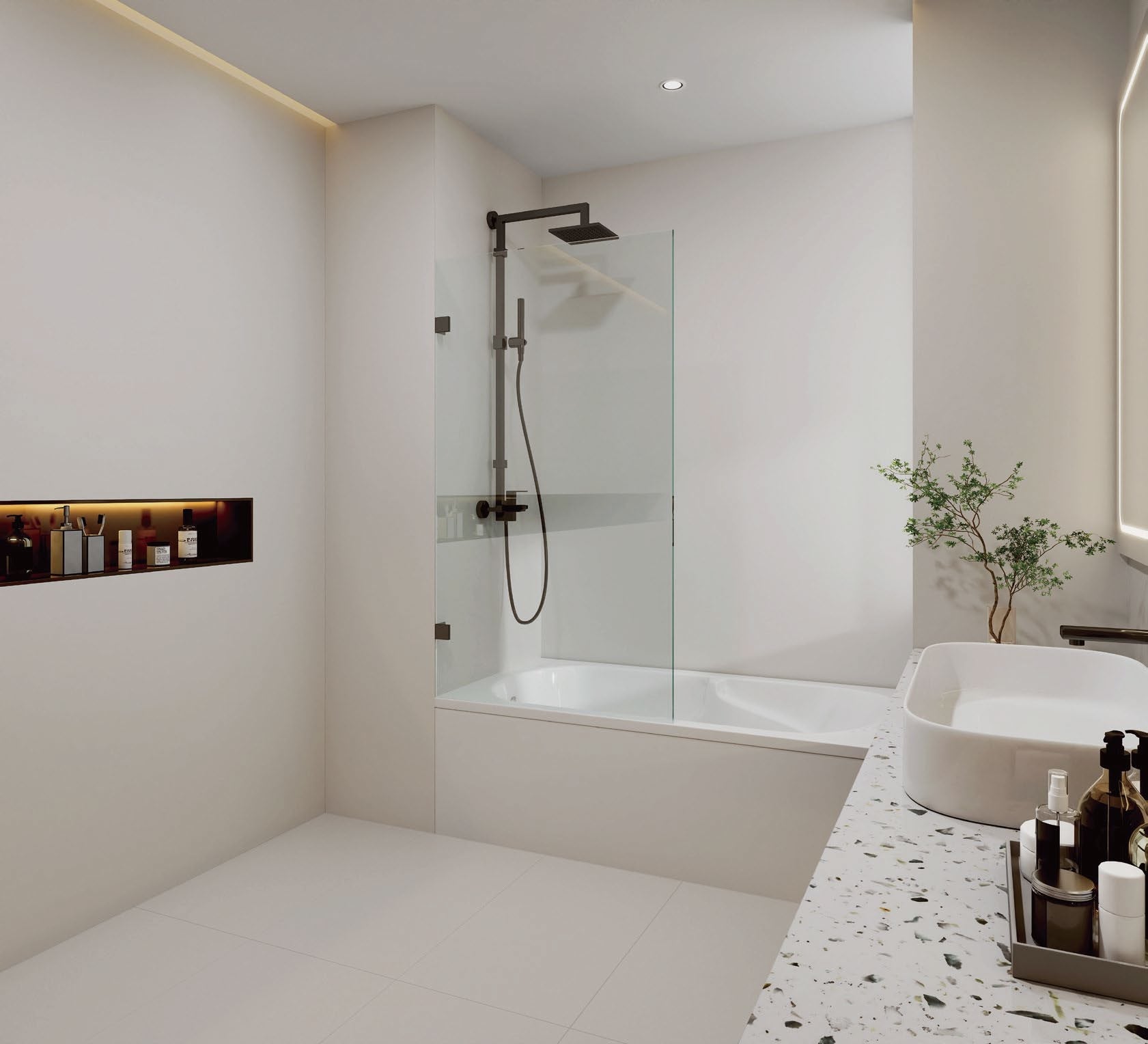 Fixed Frameless Shower Screen for Bath, 10mm glass. - Image 1