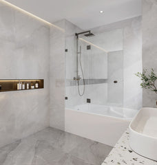 Frameless Fixed and Swing, Hinged Bath Shower Screen, 10mm glass. - Image 1