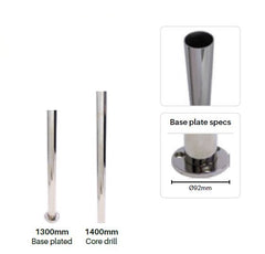 MOD50 heavy duty posts - 50.8mm round stainless steel - 2.7mm wall thickness - Various lengths