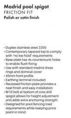 Base Plate Pool Fence Spigot, Bolt Down, 2205 Duplex Stainless Steel, with domical cover