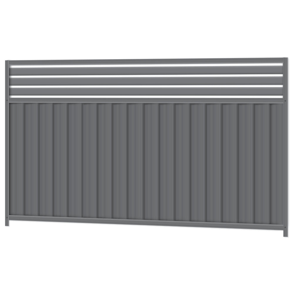 1500mm high x 2400mm Colorbond Breezeway Fencing Panel 100% Australian Made, 3x Sheets, 2x Channel Posts, 3x Rails, 3x Slats, 2x Breezeway Posts, Screws. - Image 1