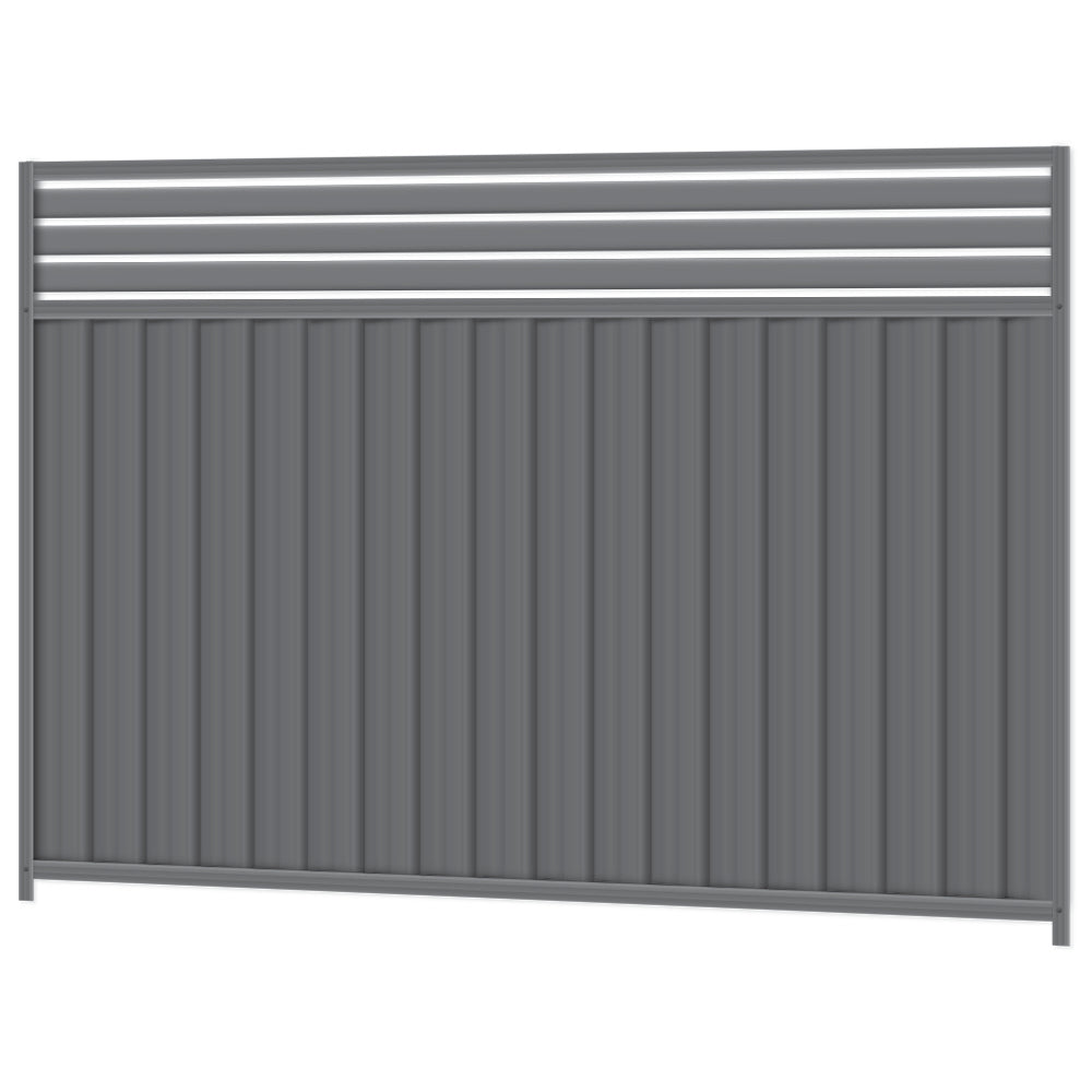 1800mm high Colorbond Breezeway Fencing Panel 100% Australian Made (2.4m long) 3x Sheets, 2x Channel Posts, 3x Rails, 3x Slats, 2x Breezeway Posts, Screws. - Image 1