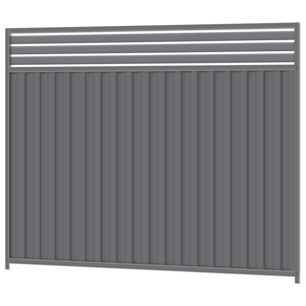 2100mm high Colorbond Breezeway Fencing Panel 100% Australian Made (2.4m wide) 3x Sheets, 2x Channel Posts, 3x Rails, 3x Slats, 2x Breezeway Posts, Screws. - Image 1