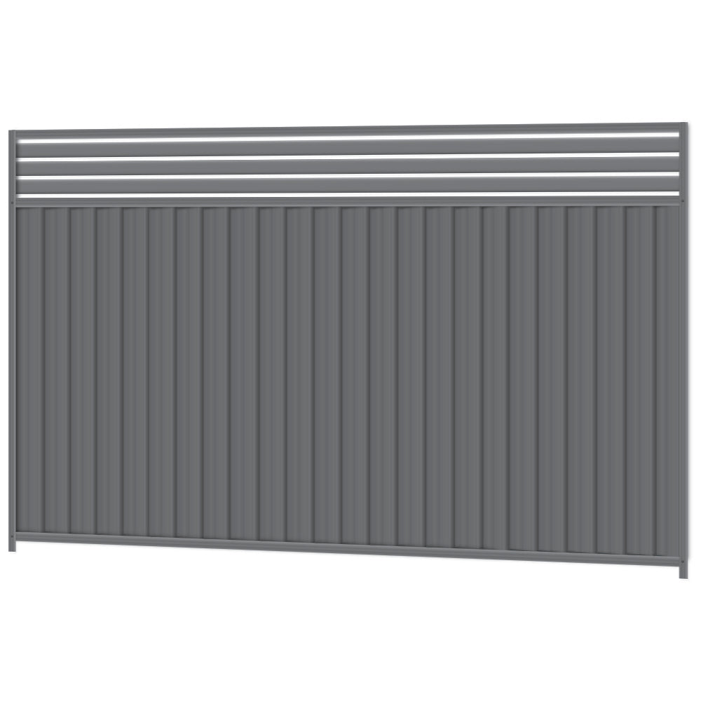 2100mm high Colorbond Breezeway Fencing Panel 100% Australian Made (3.18m wide) 4x Sheets, 2x Channel Posts, 3x Rails, 3x Slats, 2x Breezeway Posts, Screws. - Image 1