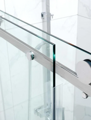 Brushed Nickel 10mm Frameless Sliding Shower Screen, Highest Quality, Up to 1940mm wide - Channel Fit