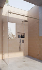 Brushed Nickel 10mm Frameless Sliding Shower Screen, Highest Quality, Up to 1940mm wide - Bracket Fit - Image 3