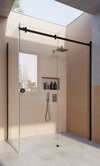 Matt Black 10mm Frameless Sliding Shower Screen, Highest Quality, Up to 1940mm wide - Extended Channel Fit - Image 2