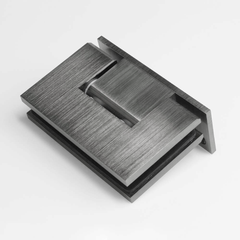 FORGE BLACK SHOWER HINGE GLASS TO WALL - L-SHAPE - 90 Degrees - 10mm Glass - BRUSHED GUNMETAL - Image 1
