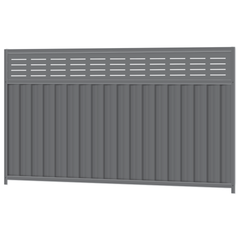 1500mm high x 2400mm Colorbond Slat FX Fencing Panel 100% Australian Made, 3x Sheets, 2x Channel Posts, 3x Rails, 1x Infill sheet, Screws. - Image 1