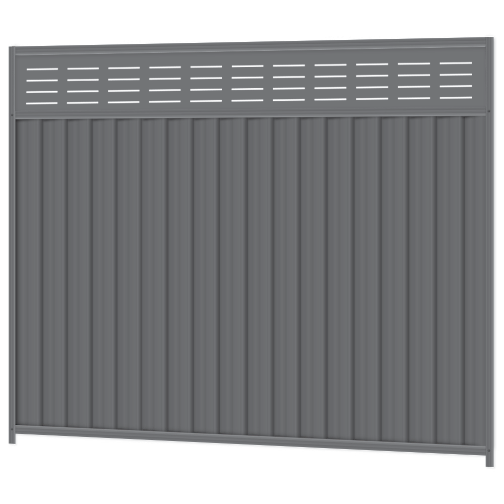 2100mm high Colorbond Slat FX Fencing Panel 100% Australian Made (2.4m wide) 3x Sheets, 2x Channel Posts, 3x Rails, 1x Infill sheet, Screws. - Image 1