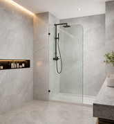 Glass Shower Screen Fixed Panels - Walk-in shower panel with radius corner
