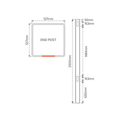 SOUTHAMPTON PVC END POST - 127 x 127 x 2500mm, - Image 2