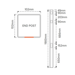 BRIDGEHAMPTON PVC END POST - 102 x 102 x 1900mm, 7 Year Warranty