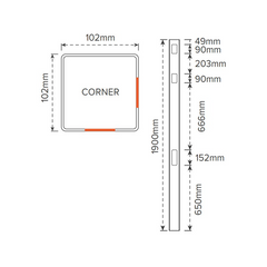 BRIDGEHAMPTON PVC CORNER POST - 102 x 102 x 1900mm, 7 year Warranty