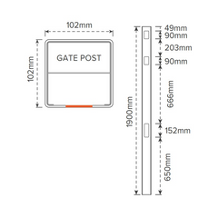 BRIDGEHAMPTON PVC GATE POST - 102 x 102 x 1900mm, 7 year Warranty