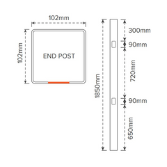 PICKET PVC END POST- 102 x 102 x 1900mm, 7 Year Warranty