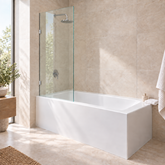 Fixed Bath Shower Screen, 1500 x 750mm with 2 x wall brackets