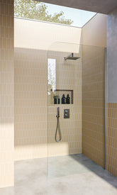 Chrome Fixed Frameless Shower Screen Radius Corner Fixed Panel with Dry Glaze U Channels