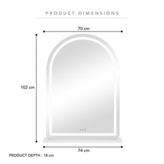 Luna 102cm Arch Front Illuminated Vanity Mirror White product image 3