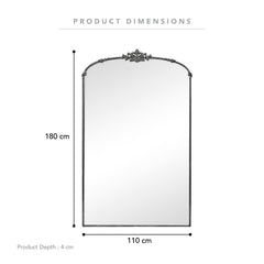 Florence XL 180cm Baroque Mirror Black product image 3