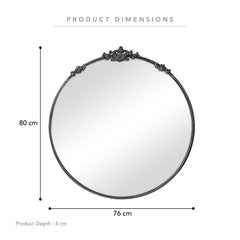 Florence 80cm Baroque Round Mirror Black product image 3