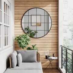 Sophia 112cm Round Mirror Black lifestyle image