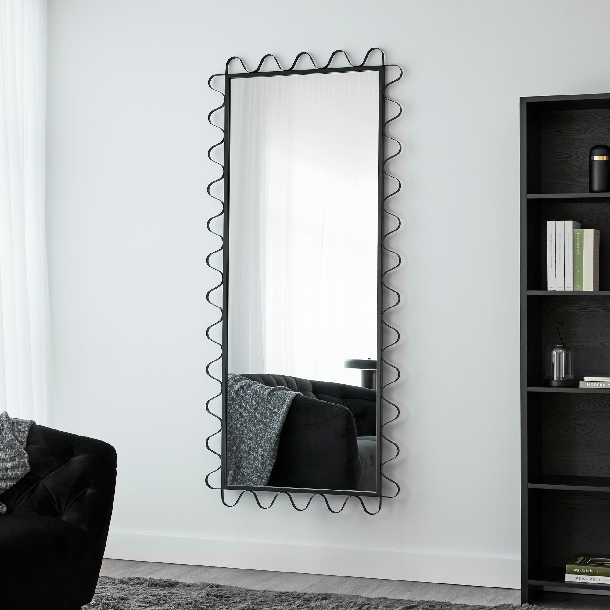 Aria Wavey 180cm Floor Length Mirror Black lifestyle image