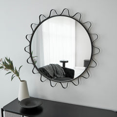 Aria Wavey 90cm Round Mirror Black lifestyle image