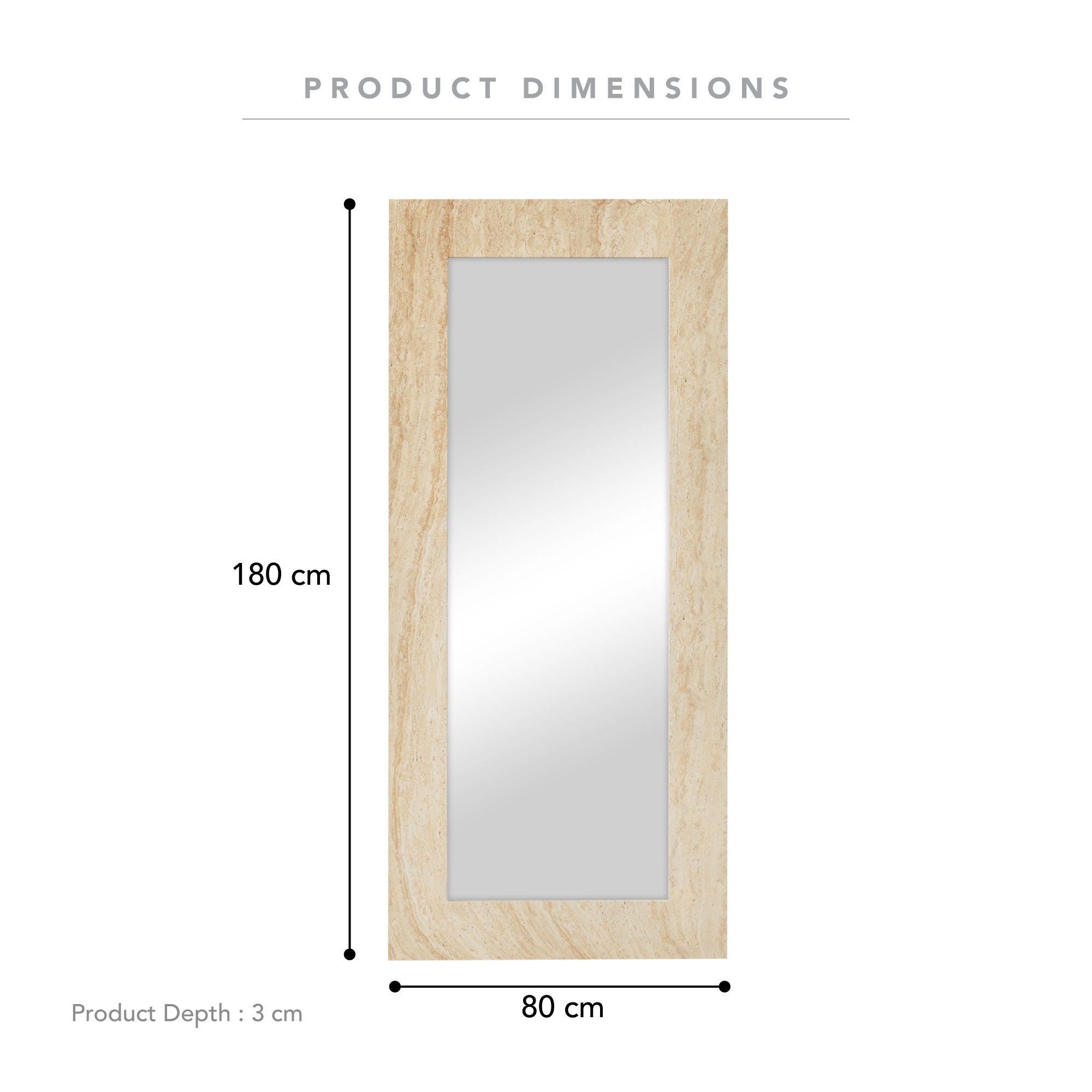 Sienna 180cm Rectangle Mirror Travertine Look lifestyle image