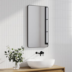 Gia 100cm Rounded Rectangle Mirror Black lifestyle image