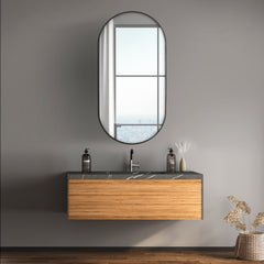 Zoe 120cm Oval Aluminium Mirror Black lifestyle image