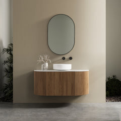 Zoe 90cm Oval Aluminium Mirror Black lifestyle image