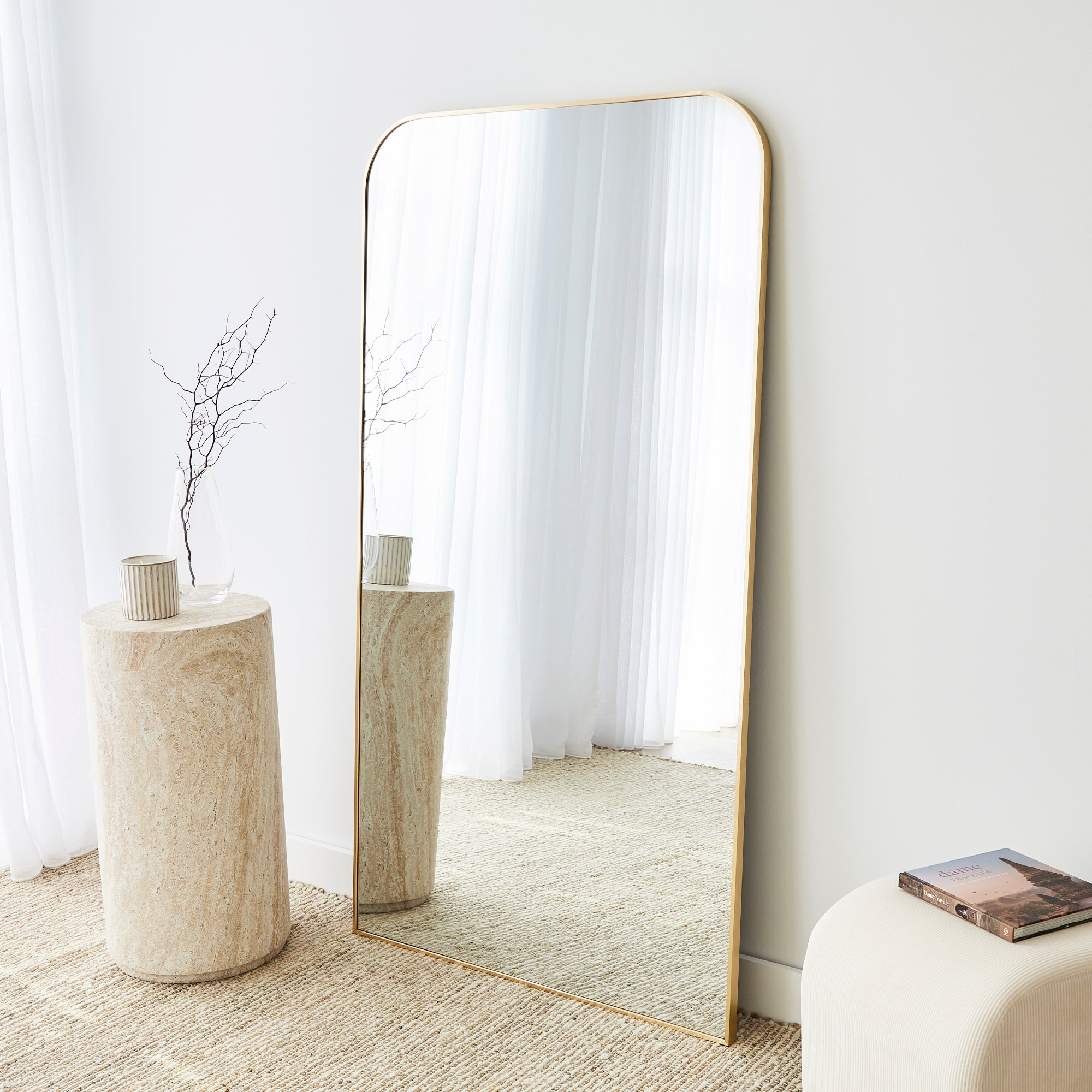 Ivy 165cm Rounded Mirror Gold lifestyle image