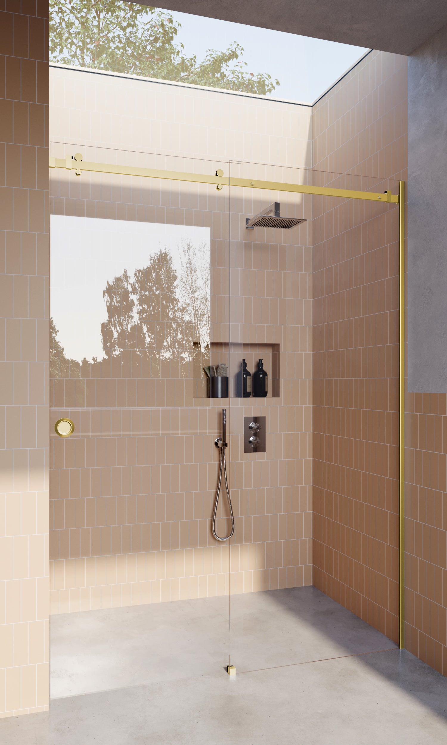 Brushed Brass / Satin gold 10mm Frameless Sliding Shower Screen, Highest Quality, Up to 1940mm wide - Channel Fit - Image 1