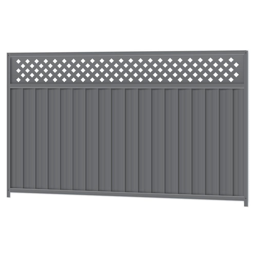 1500mm high x 2400mm Colorbond Lattice Fencing Panel 100% Australian Made, 3x Sheets, 2x Channel Posts, 3x Rails, 1x Infill sheet, Screws. - Image 1