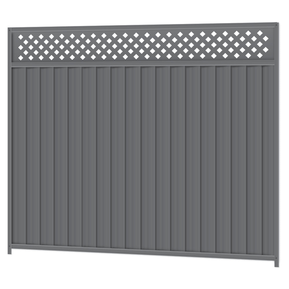 2100mm high Colorbond Lattice Fencing Panel 100% Australian Made (2.4m wide) 3x Sheets, 2x Channel Posts, 3x Rails, 1x Infill sheet, Screws. - Image 1
