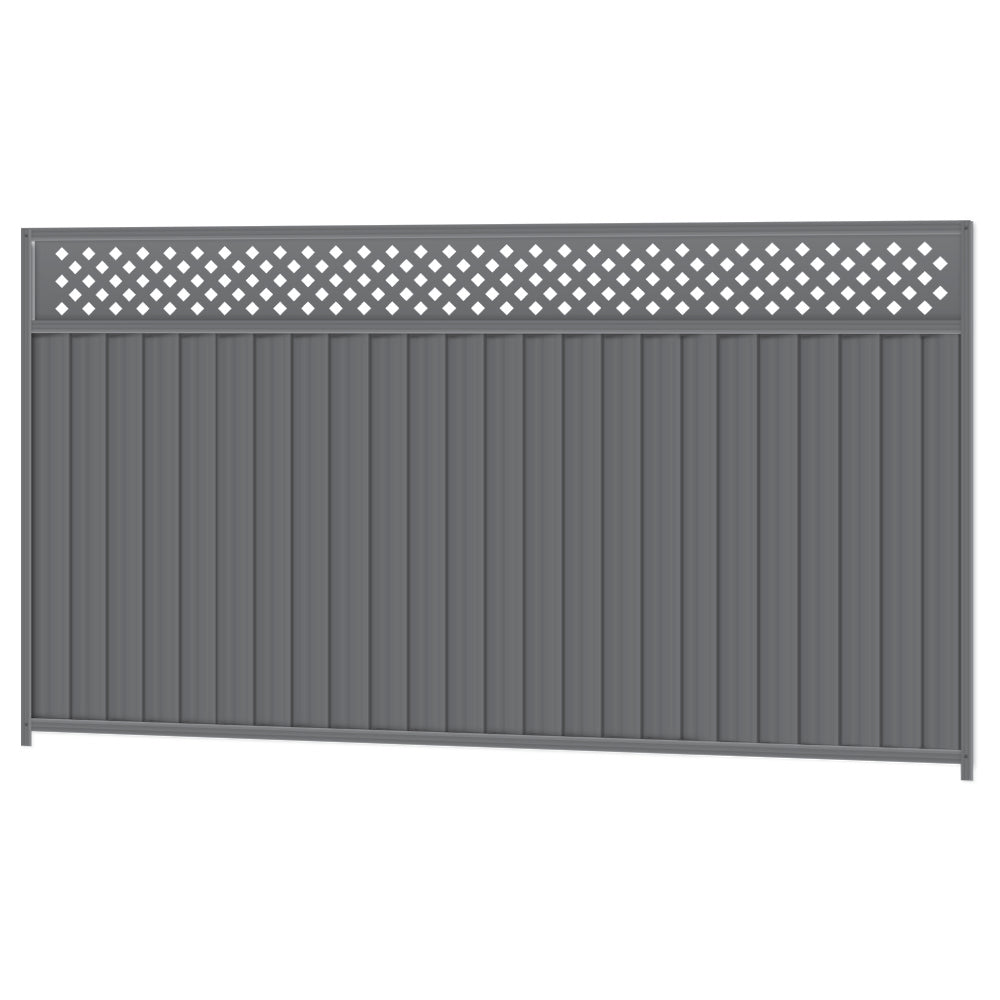 1800mm x 3180mm high Colorbond Lattice Fencing Panel 100% Australian Made, 4x Sheets, 2x Channel Posts, 3x Rails, 1x Infill sheet, Screws. - Image 1
