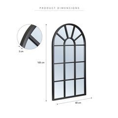 Abbey 105cm Arch Iron Indoor Outdoor Mirror Black lifestyle image