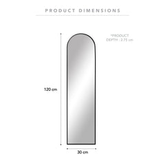 Cindy 120cm Arched Leaning Wall Mirror Black product image 4