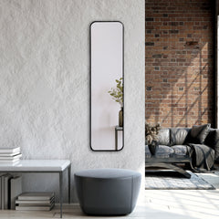 Elle 120cm Rectangle Leaning Wall Mirror Black lifestyle image