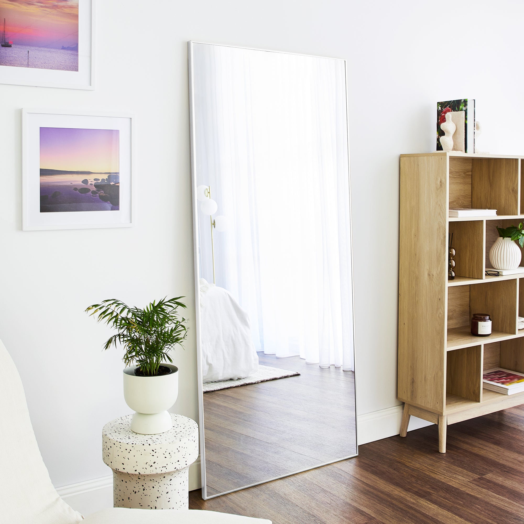 Elle 180cm XL Rectangle Mirror White lifestyle image