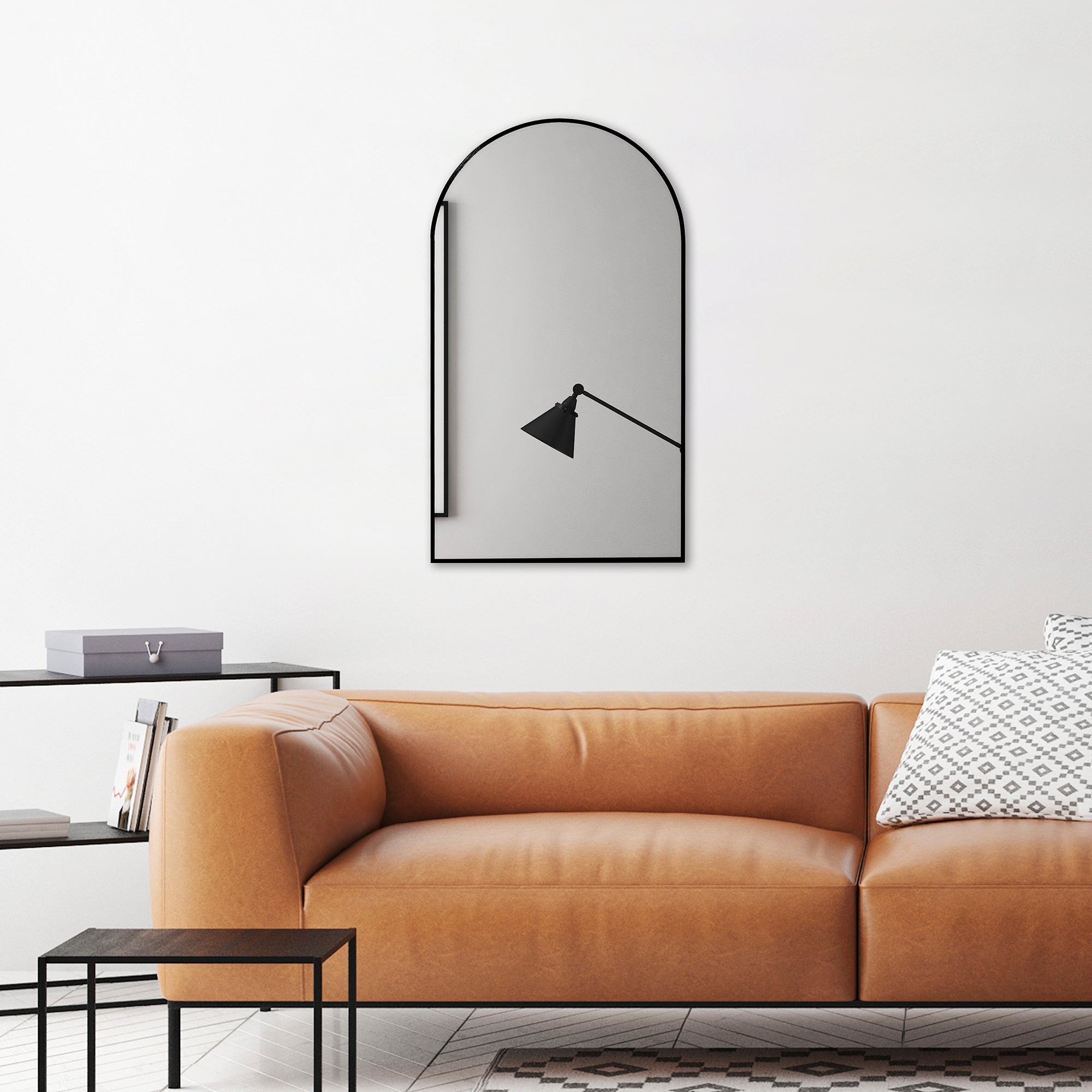Naomi 80cm Arched Wall Mirror Black lifestyle image