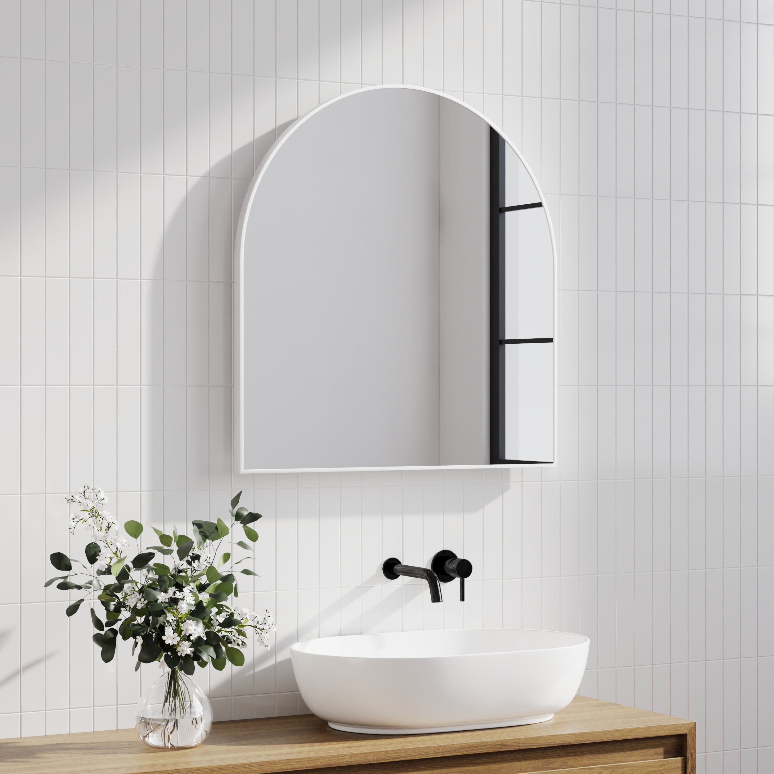 Naomi 85cm Arched Mirror White lifestyle image