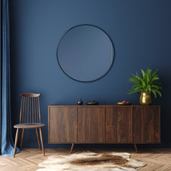 Linda 90cm Round Wall Mirror Black lifestyle image